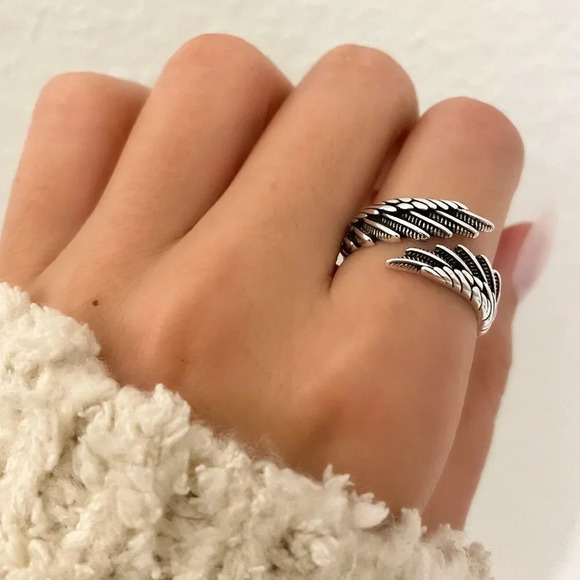 Jewelry - 925 Sterling Silver Wings Ring Silver Wrap Ring Angel Wings Ring Vintage Ring